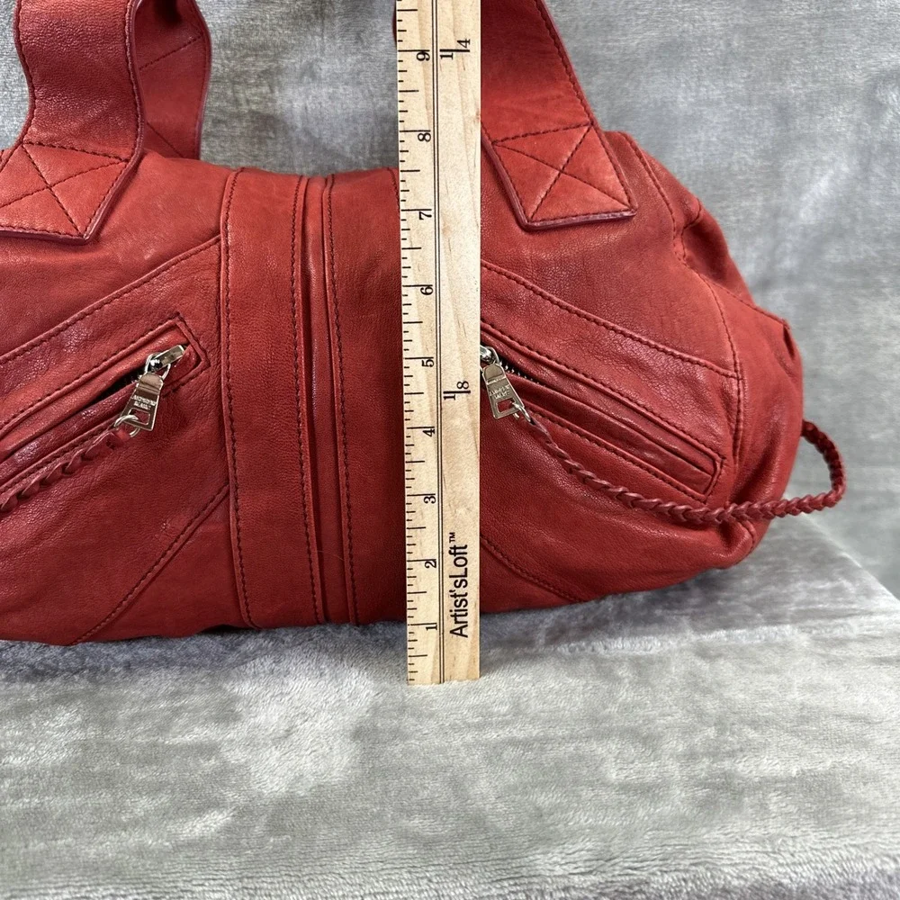 Andrew Marc Hobo Bag Purse Red Leather Distressed Rebel Sydney